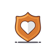 Golden shield with a heart icon representing love security and insurance