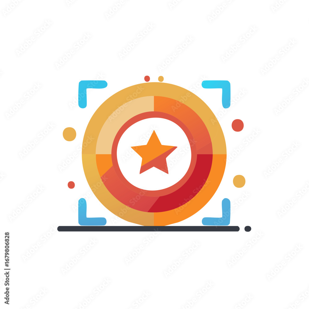 Aufkleber star award in segmented circle with target focus and abstract elements