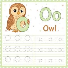 Letter O Tracing Worksheet Cute Owl Alphabet Printable for Kids
