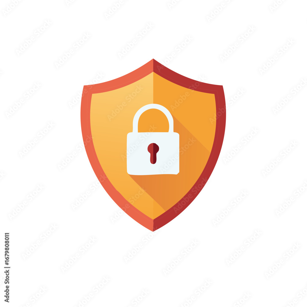 Poster digital security shield with padlock icon protecting information and data privacy