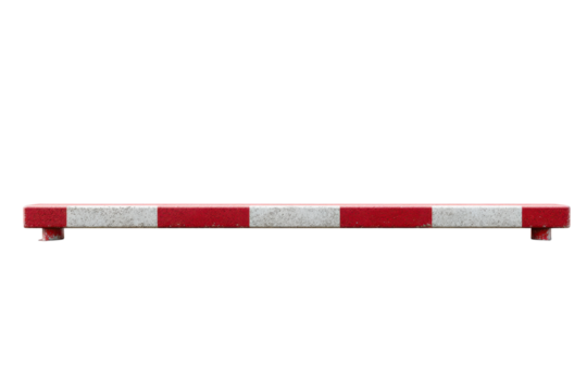 Red and White Road Edge Barrier on Transparent Background