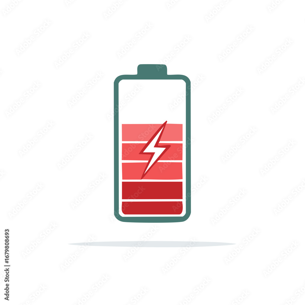 Poster charging battery icon with a lightning bolt symbolizing energy and power levels display