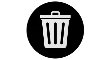 Isolated Trash Can Icon in Black Circle