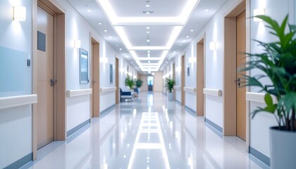 Hospital corridor, bright and clean
