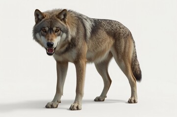 Fototapeta premium Studio Wolf Portrait, Alert, White Background