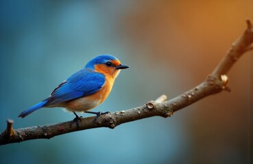 Fototapeta premium A colorful bird perched on a branch with a blurred natural background