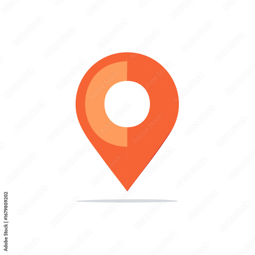 Aufkleber orange flat design map location pin icon with subtle shadow for navigation and destination