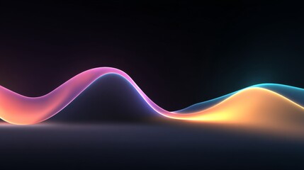 Abstract digital artwork with undulating waves of gradient colors transitioning from pinks, blues, yellows,