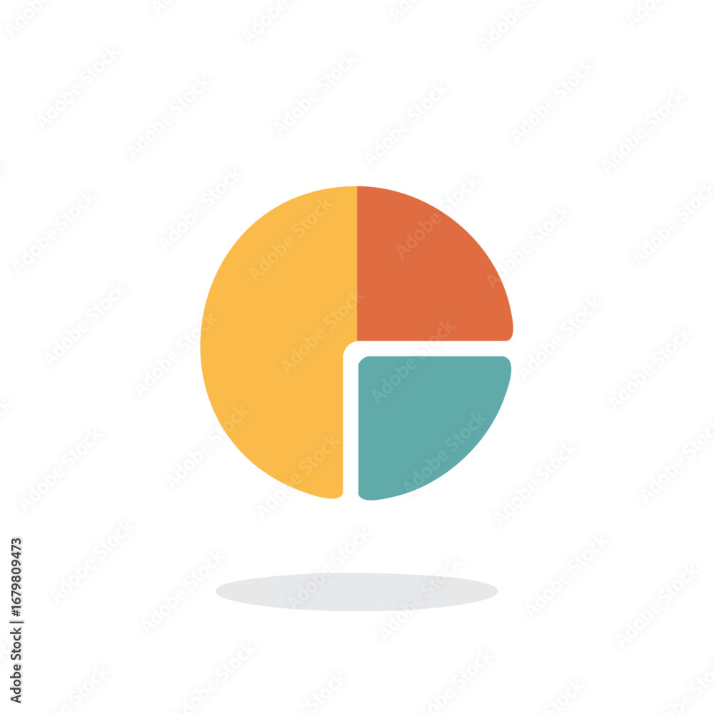 Aufkleber colorful flat design pie chart icon for data visualization business presentation
