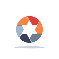 Obraz premium Infographic Element Circular Chart with Six Slices forming a star inside, Modern Presentation Circle Segments Vector Illustration