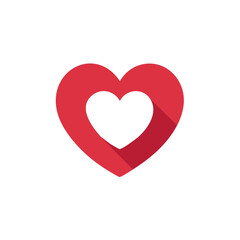 Red heart shape with a white heart cutout and subtle shadow effect