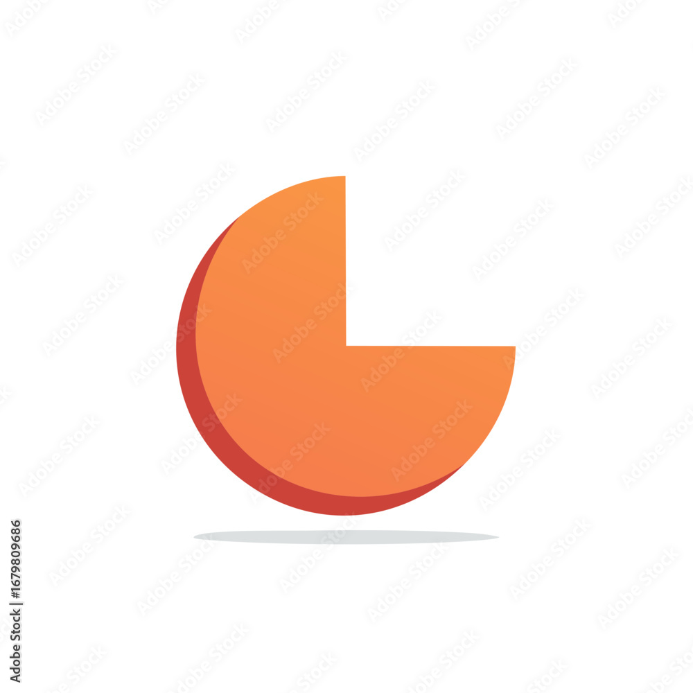 Poster abstract geometric shape rendered in gradients of orange with shadow effect