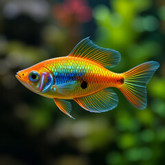 Fototapeta premium Neon tetra, Paracheirodon innesi aquarium tropical freshwater fish. characin family freshwater fish graphic illustrations aquarium fish