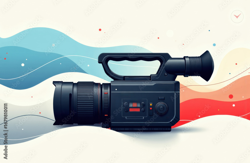 Aufkleber cinematic camera with colorful background creating a dynamic visual effect