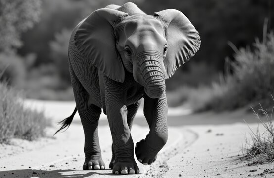 Woman walking with elephant in natural environment - Powered by Adobe