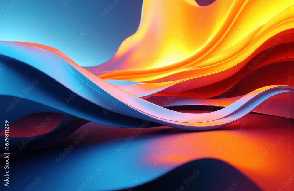 Aufkleber colorful abstract waves with smooth flowing lines and vibrant hues in a dynamic composition