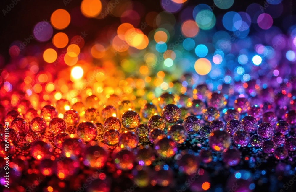 Poster colorful bokeh lights creating a vibrant abstract background with glowing orbs in various colors