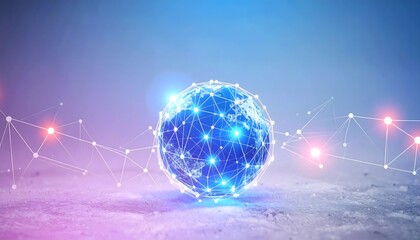 a close up of a sphere with a network of dots around it