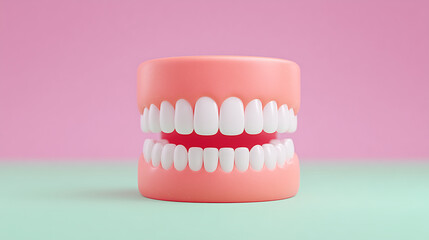 Obraz premium Dental Teeth Model on Pink Background