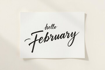 February greeting card, minimal design, shadow background, winter