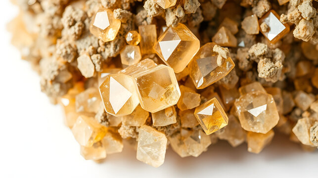 Terbium Crystals Detailed Close-up Isolated on White