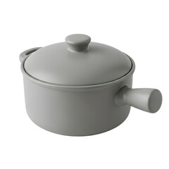 Obraz premium Simple ceramic cooking pot with lid and handle for kitchen food preparation and storage transparent background