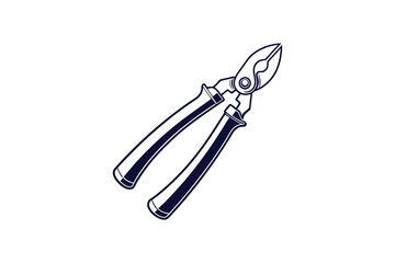 hand pliers tool outline clip art silhouette vector illustration on white background
