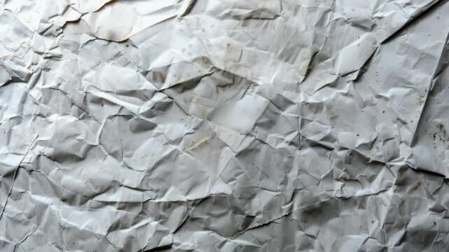 Close-up view of a crumpled piece of paper with wrinkles and creases