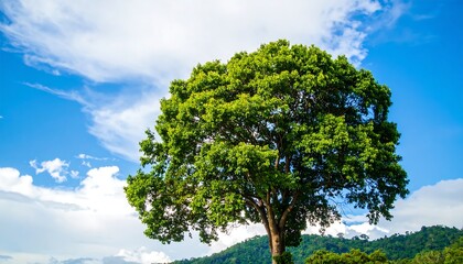 Obraz premium Lush tree against a bright sky