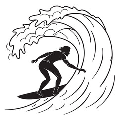 Surfer riding wave