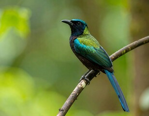 Fototapeta premium Vibrant bird perched on branch