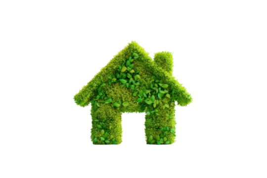 Green Eco House Made of Foliage on Transparent Background