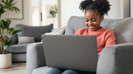 Child is using laptop