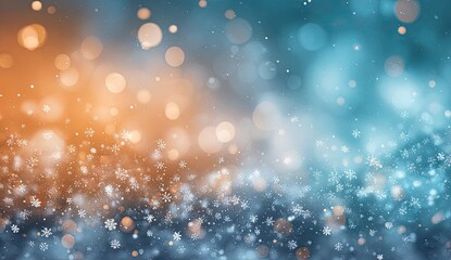 Abstract winter bokeh background with snowflakes