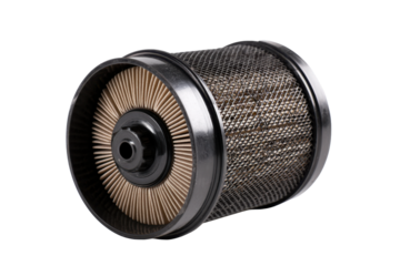 Cylindrical Engine Air Filter Cartridge on Transparent Background