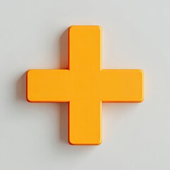 Obraz premium A vibrant, three-dimensional plus sign, rendered in a bold, bright shade of orange, sits prominently against a neutral backdrop.