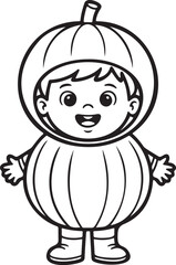 Cute child in pumpkin costume illustration