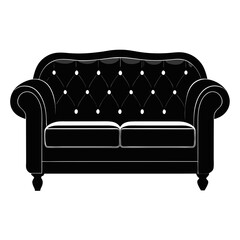 Minimal Leather Couch Side Silhouette Vector on White Background