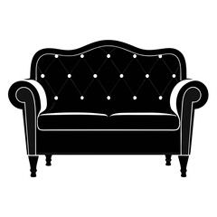 Black Leather Sofa Side View Vector Illustration Minimal Style