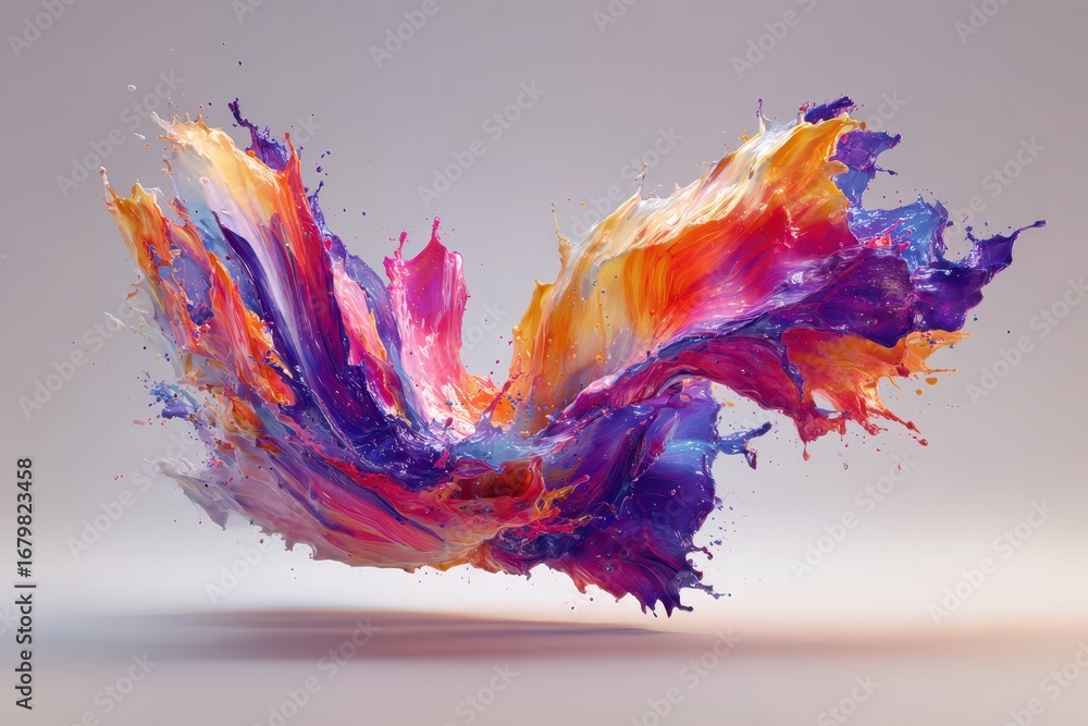 Poster a vibrant splash of multicolored paint, creating a dynamic and abstract visual effect, perfect for m