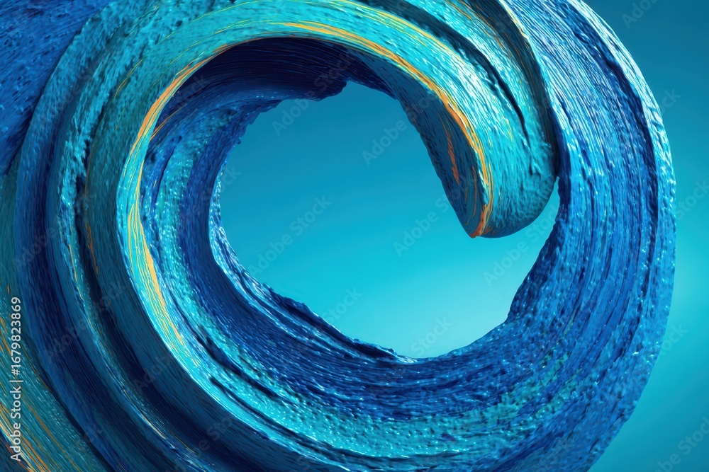 Poster a captivating swirl of turquoise and blue paint creates an abstract vortex, with subtle hints of gol