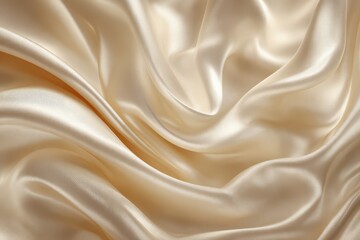 Naklejka premium Luxurious creamy satin fabric with soft folds and gentle light reflecting, creating a feeling of elegance and high class with smooth and flowing shapes.