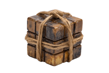 Rustic Puzzle Cube Bound with Rope