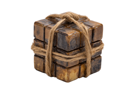 Rustic Puzzle Cube Bound with Rope