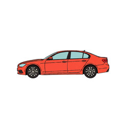 Fototapeta premium Illustration of a modern orange sedan car on a white background.