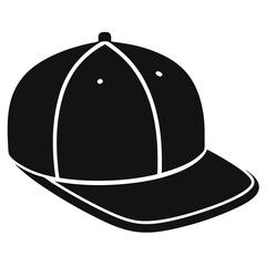 Minimalist Flat Brim Snapback Vector Illustration – Black Silhouette