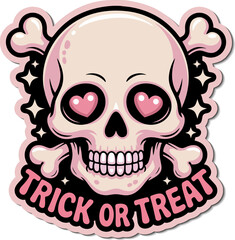 Trick or Treat Cute Skull with Heart Eyes