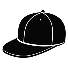 Minimalist Flat Brim Snapback Vector Illustration – Black Silhouette