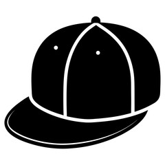 Naklejka premium Minimalist Flat Brim Snapback Vector Illustration – Black Silhouette