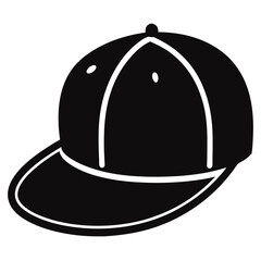 Minimalist Flat Brim Snapback Vector Illustration – Black Silhouette